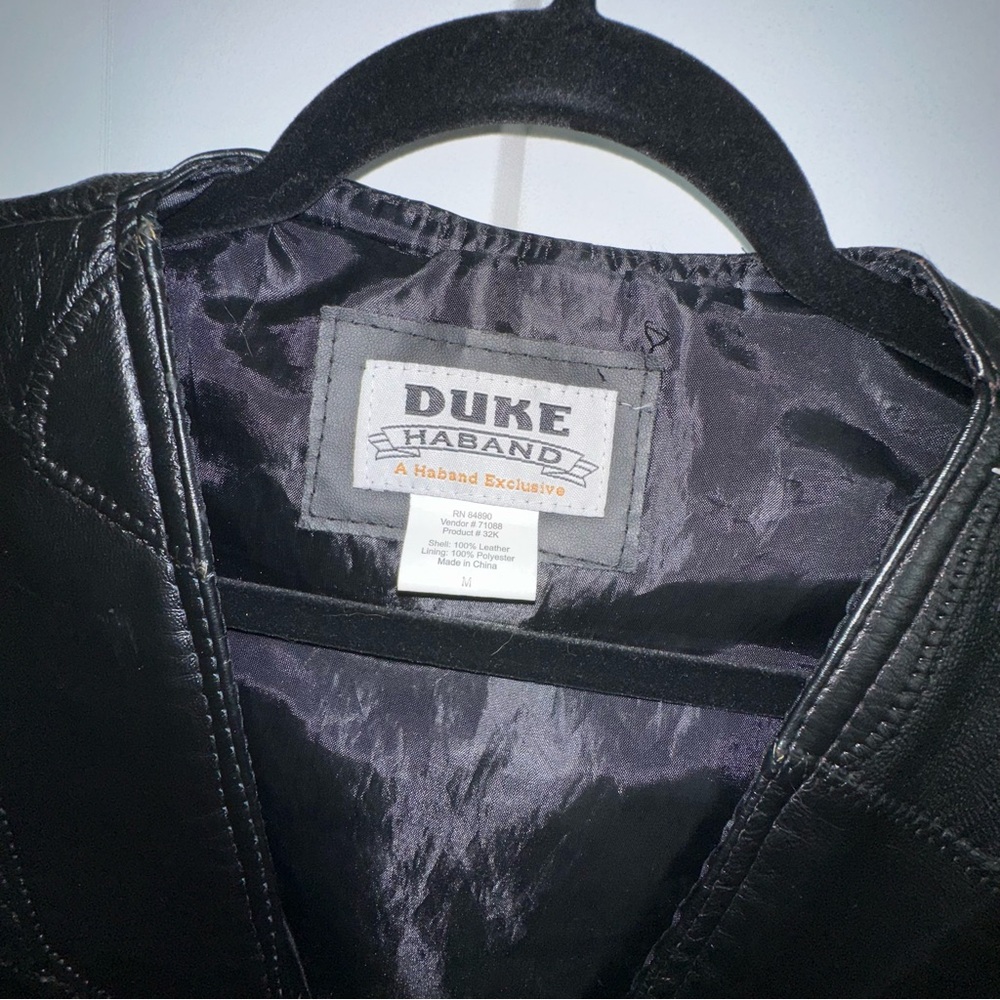Vintage Duke Haband Black Motorcycle Leather Vest - Medium - Picture 2 of 8